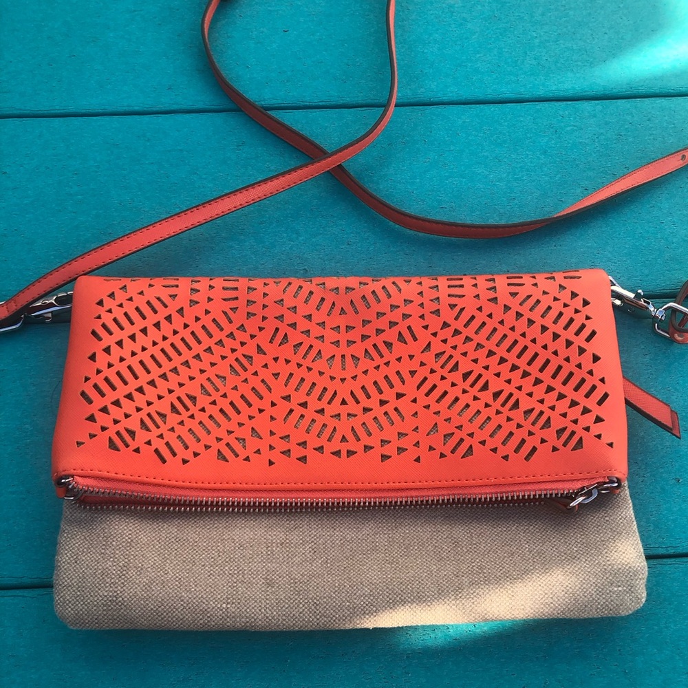 Stella & Dot Orange 3 in 1 Crossbody Purse